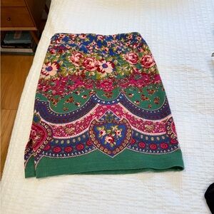 Anthropologie Floral Pencil Skirt - Green and Pink